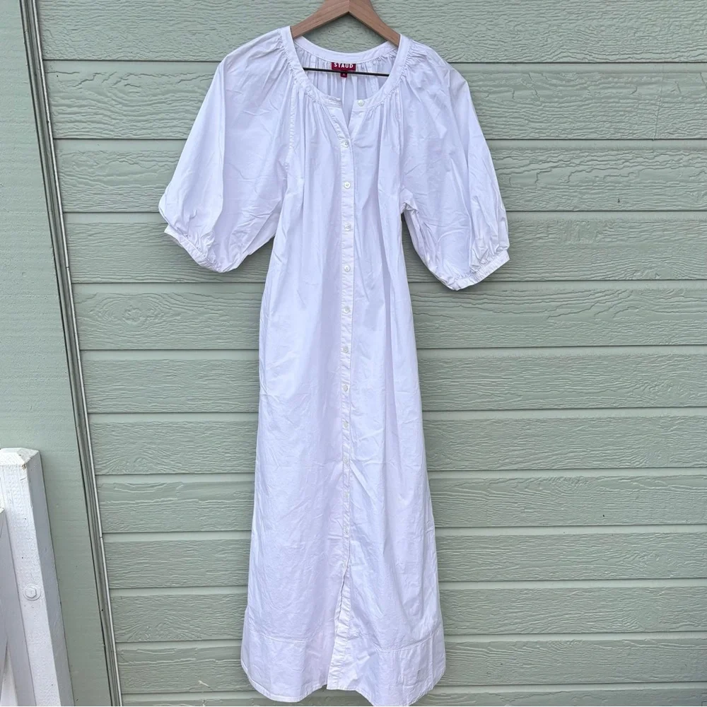STAUD White Long Sleeve Button-Front Maxi Dress - Picture 5 of 7